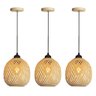 3 Pendente em Fibra Natural Bambu Artesanal Lavabo E27 Nat02 - 1