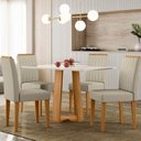 Ver imagem 1 de Conjunto Sala de Jantar Mesa Tampo Vidro/MDF Rubi com 4 Cadeiras Ana Marrom/Ype/Off White/JA01