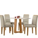 Ver imagem 2 de Conjunto Sala de Jantar Mesa Tampo Vidro/MDF Rubi com 4 Cadeiras Ana Marrom/Ype/Off White/JA01