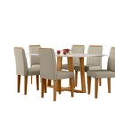 Ver imagem 2 de Conjunto Sala de Jantar Mesa Tampo Vidro/MDF Rubi com 6 Cadeiras Ana Marrom/Ype/Off White/JA01