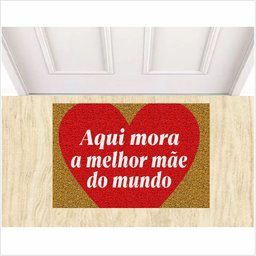 Tapetes Antiderrapante Aqui Mora a Melhor Mãe do Mundo 60x40:ouro - 1