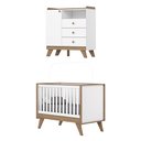 Ver imagem 3 de Conjunto Quarto de Bebê Berço Mini Cama 3 em 1 + Cômoda com Nicho Decorativo Branco/Jequitibá HP Noah