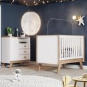 Ver imagem 1 de Conjunto Quarto de Bebê Berço Mini Cama 3 em 1 + Cômoda com Nicho Decorativo Branco/Jequitibá HP Noah