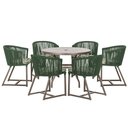Ver imagem 1 de Mesa com 6 Cadeiras de Jantar Roma 120cm e Noronha em Alumínio Marrom Corda Náutica Estofado 5 Trama