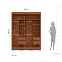 Ver imagem 3 de Guarda Roupa 4 Portas 4 Gavetas Lisboa Cinza/Branco