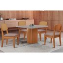 Ver imagem 1 de Conjunto: Mesa Sala Jantar Maldivas Tampo c/ Vidro Curvo 90cm+4 Cadeiras Havana Naturale/Off White