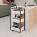 Ver imagem 2 de Fruteira Carrinho C/ Rodízio Base Industrial Preta - Vallisa Decor:branco