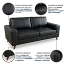 Ver imagem 5 de Sofá 2 Lugares 150cm Couro Legítimo Kingston Yescasa Preto