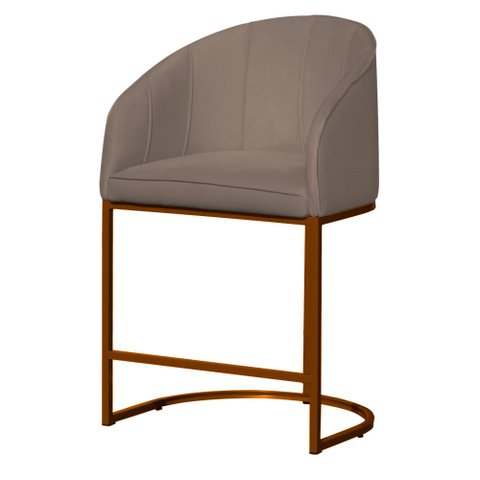 Poltrona Estilo Banqueta Decorativa Mia Tecido em Suede Base Metal Bronze - Estopar Poltrona Mia Sue