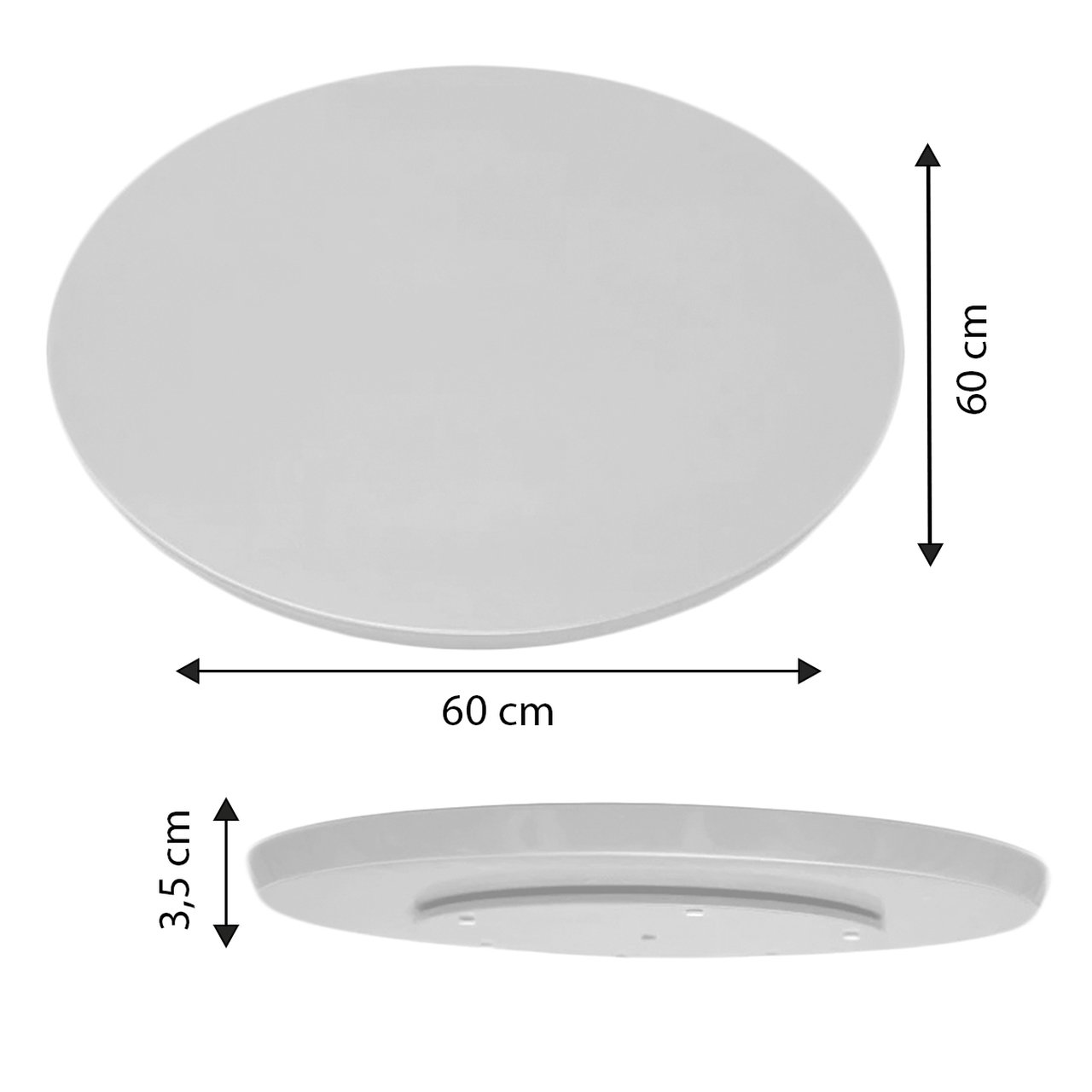 CENTRO DE MESA PRATO GIRATÓRIO 60 CM PARA SALA DE JANTAR. DECOR MOBILLE Prato Giratório Branco Luka  - 2