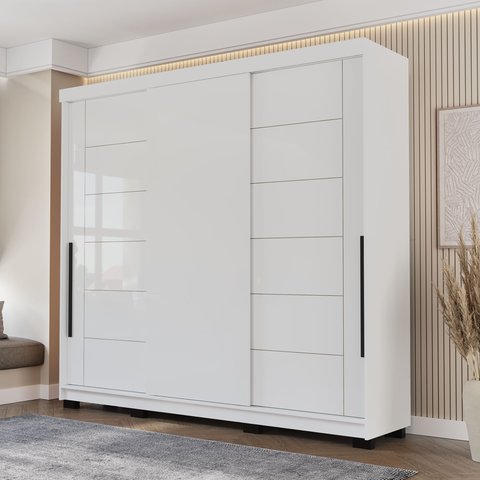 Guarda Roupa 3 Portas de Correr 4 Gavetas Lisboa Branco