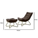 Ver imagem 3 de Poltrona Costela Luxo com Puff Eva Metal Dourado Veludo Marrom