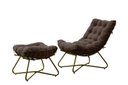 Ver imagem 2 de Poltrona Costela Luxo com Puff Eva Metal Dourado Veludo Marrom