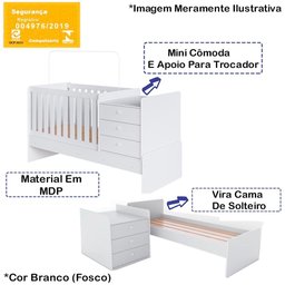 Berço Mini Cama Multifuncional Bb680 Branco Comm Branco - 3