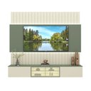 Ver imagem 2 de Painel para TV 85 Polegadas Conecta 3 Portas 100% MDF com LED Off White/Verde - Pnr Móveis