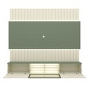 Ver imagem 3 de Painel para TV 85 Polegadas Conecta 3 Portas 100% MDF com LED Off White/Verde - Pnr Móveis