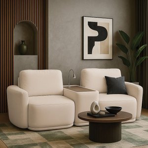 Sofá Sala Modulado 251cm com Console Usb Luminária Brumma Bouclê K01 - D'rossi