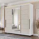 Ver imagem 1 de Guarda Roupa 3 Portas de Correr 4 Gavetas com Espelho Lisboa Bege/Branco/Creme