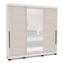Ver imagem 2 de Guarda Roupa 3 Portas de Correr 4 Gavetas com Espelho Lisboa Bege/Branco/Creme