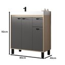 Ver imagem 2 de Gabinete de Banheiro com Lavatório 80cm Ref 830 Cewal - Carvalho Berlin/cinza Sagrado