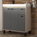 Ver imagem 1 de Gabinete de Banheiro com Lavatório 80cm Ref 830 Cewal - Carvalho Berlin/cinza Sagrado