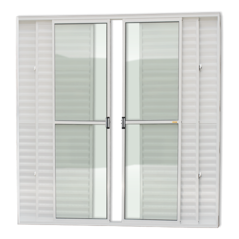 Porta Balcão Alumínio 6F.210 x 240 V.Liso Branco Brimak