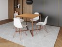 Ver imagem 1 de Mesa Industrial Base Ferro Cobre em V Tampo 90x90 Canela 4 Cadeiras Eames Ferro Assento Branco