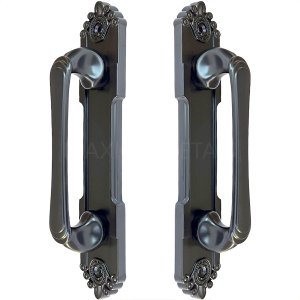 Puxador Duplo Colonial Porta Correr Madeira Rústico 220mm Atenas Preto Fosco