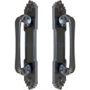 Ver imagem 1 de Puxador Duplo Colonial Porta Correr Madeira Rústico 220mm Atenas Preto Fosco