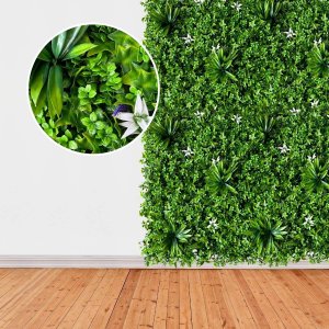 Painel 1,5m² Jardim Vertical Artificial Luxo com Folhagem Cheia Proteção Uv P Área Interna e Externa
