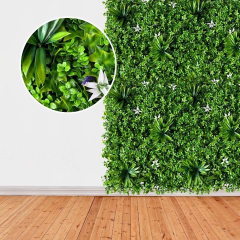 Painel 1,5m² Jardim Vertical Artificial Luxo com Folhagem Cheia Proteção Uv P Área Interna e Externa