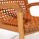 Ver imagem 5 de Cadeira em Madeira com Braço Linha Traço Laranja/Stain Jatobá/Ocre