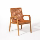 Ver imagem 1 de Cadeira em Madeira com Braço Linha Traço Laranja/Stain Jatobá/Ocre