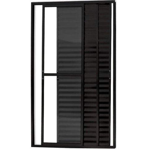 Porta de Aluminio Balcão 3 Folhas Móveis com Trinco Linha Leve:2,10 X 1,20/brilhante