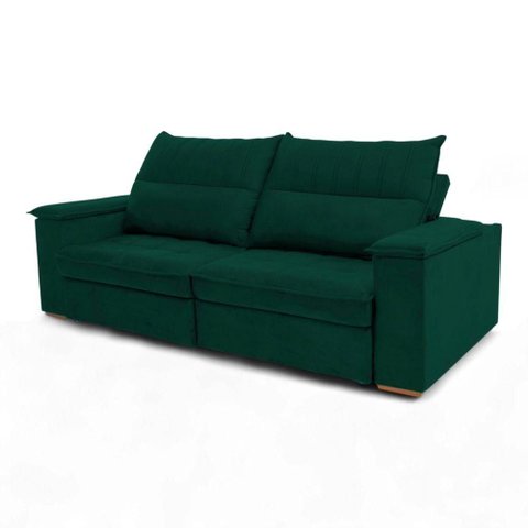 Sofá California 2 Lugares Retrátil e Reclinável 250cm Verde Escuro Veludo