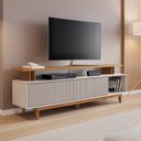Ver imagem 4 de Rack com Painel para TV até 70 Polegadas 180CMX186CM Off White Freijó Branco