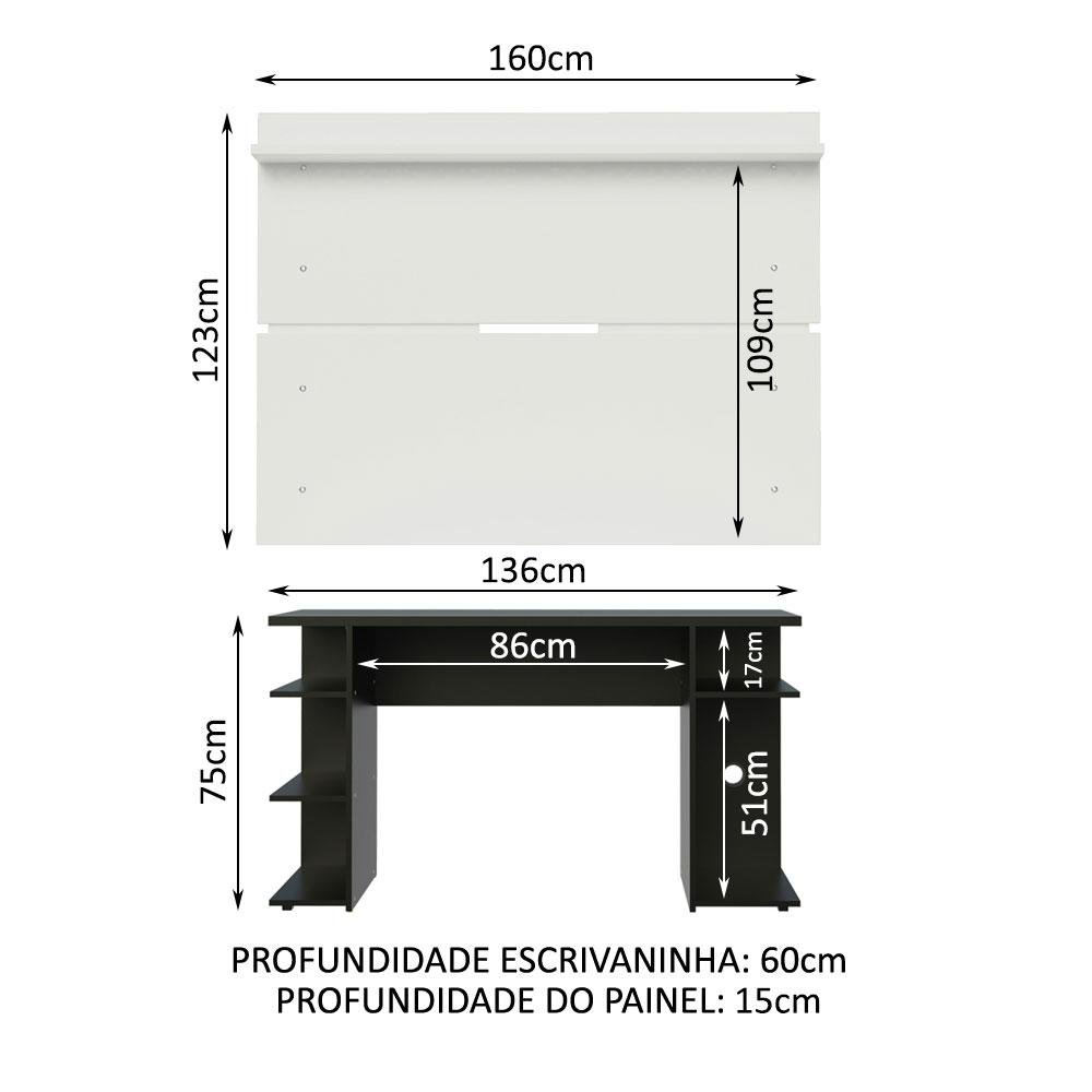 Mesa para Computador Gamer e Painel Tv Madesa - Preto/branco - 3