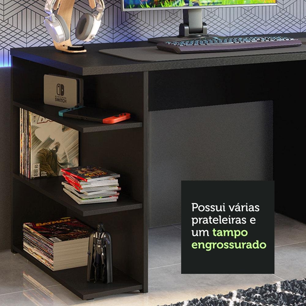 Mesa para Computador Gamer e Painel Tv Madesa - Preto/branco - 6