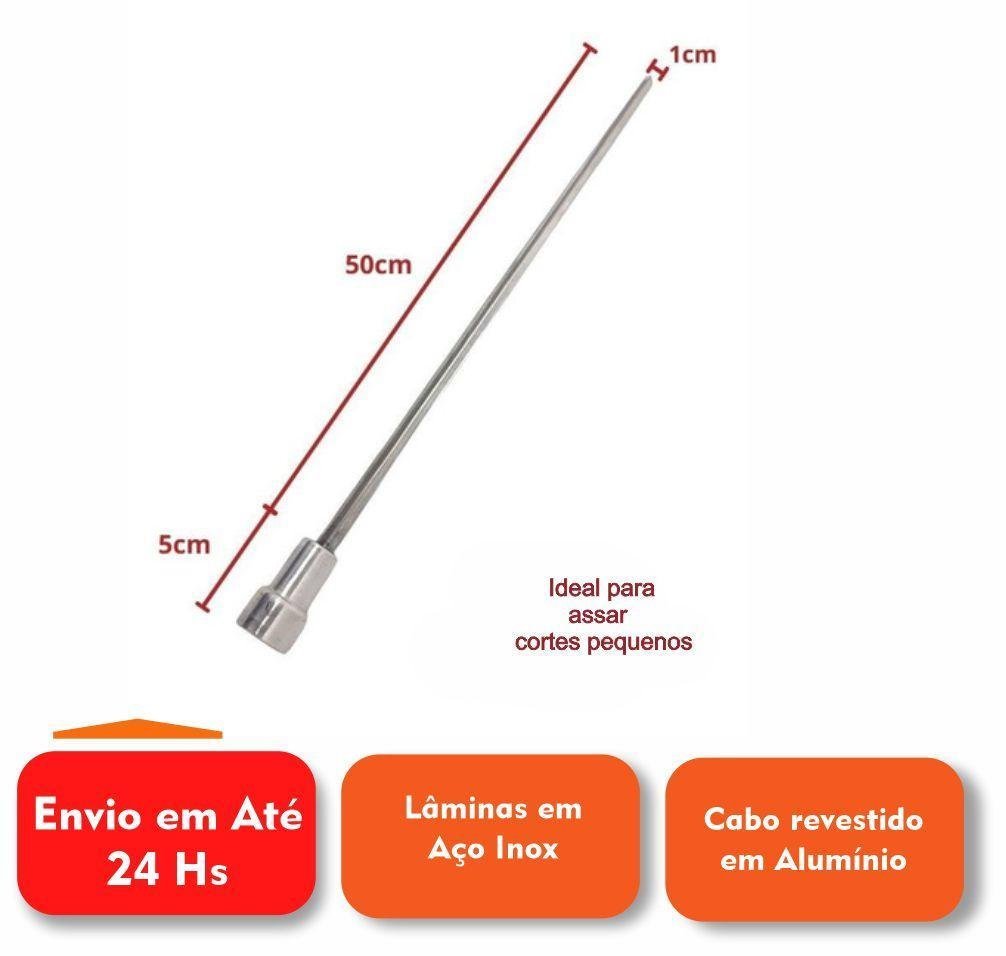 Kit Espetos Com Grelha Inox 70X50 E Pegador Carnes Churrasco - 3