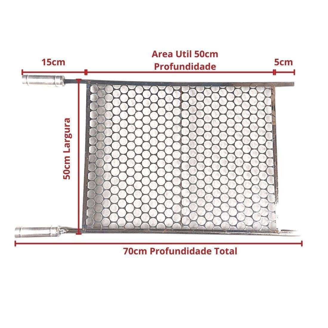 Kit Espetos Com Grelha Inox 70X50 E Pegador Carnes Churrasco - 5