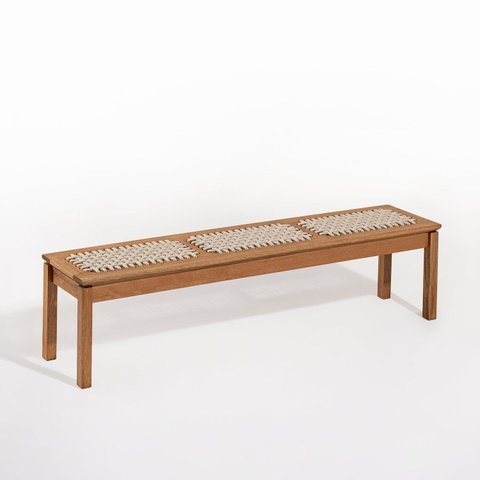 Banco em Madeira 180x37cm Linha Traço Bege/Stain Jatobá/Areia