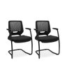 Kit 02 Cadeiras Fixa Aproximação Interlocutor Beezi Base Preta em S Encosto Preto e Assento Couro Ec - 1