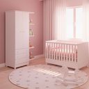 Ver imagem 1 de Quarto de Bebe Infantil Doce Sonho Berço Mini Cama e Guarda Roupas Multiuso Qmovi