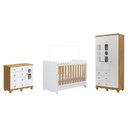 Ver imagem 2 de Quarto de Bebê com Guarda-Roupas Cômoda 4 Portas Janeladas e Berço 100% MDF Gael Espresso Móveis Branco/Brilho/Amêndoa