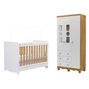 Ver imagem 2 de Quarto de Bebê Guarda-Roupas 3 Portas Janeladas e Berço Minicama 100% MDF Gael Espresso Móveis Branco/Brilho/Amêndoa