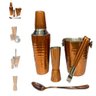 KIT BARTENDER ROSE GOLD COQUETELEIRA AGITADOR BALDE GELO PEGADOR COBRE 6 PEÇAS INOX COMPLETO - 1