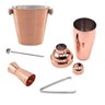 KIT BARTENDER ROSE GOLD COQUETELEIRA AGITADOR BALDE GELO PEGADOR COBRE 6 PEÇAS INOX COMPLETO - 7
