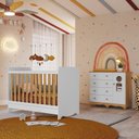 Ver imagem 1 de Quarto de Bebê com Cômoda 1 Porta Janelada 4 Gavetas e Berço Minicama 100% MDF Gael Espresso Móveis Branco/Brilho/Amêndoa