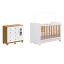 Ver imagem 2 de Quarto de Bebê com Cômoda 1 Porta Janelada 4 Gavetas e Berço Minicama 100% MDF Gael Espresso Móveis Branco/Brilho/Amêndoa
