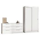 Ver imagem 2 de Conjunto Quarto Solteiro com Guarda-Roupa 2 Portas e Cômoda Branco Madesa